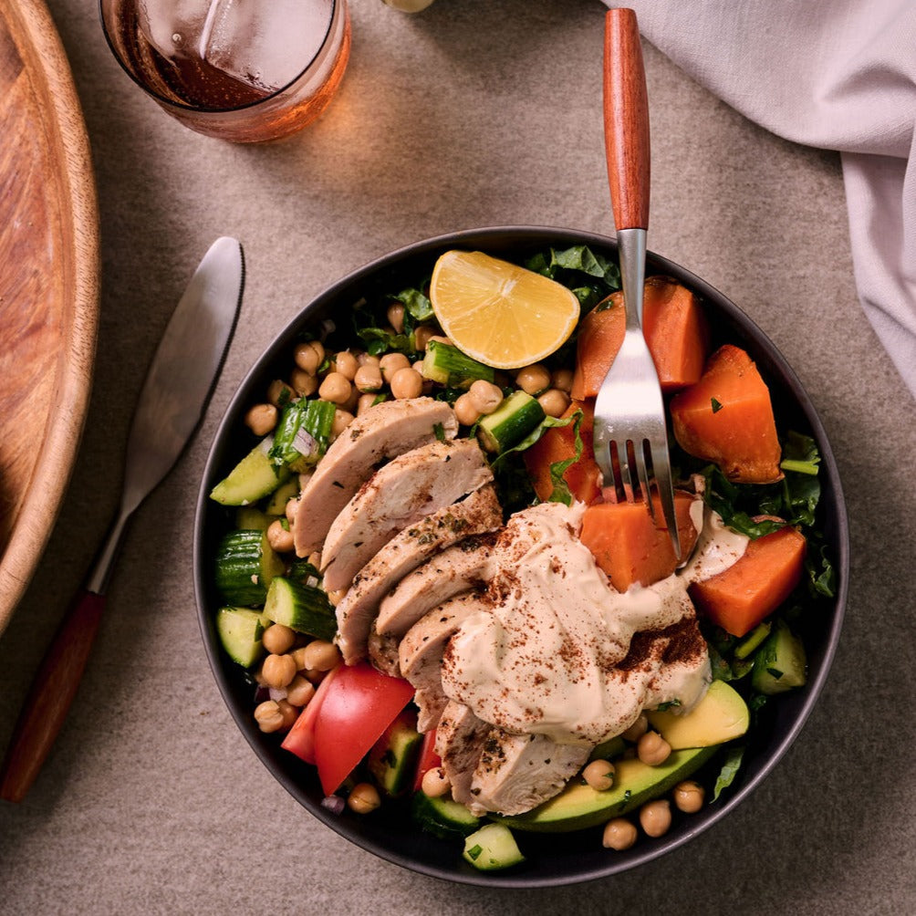 Chicken Salad with Muscle Sauce Garlic Mayo