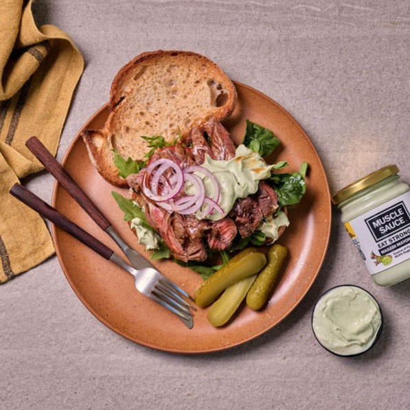 Steak Sandwich with Muscle Sauce Wasabi Mayo