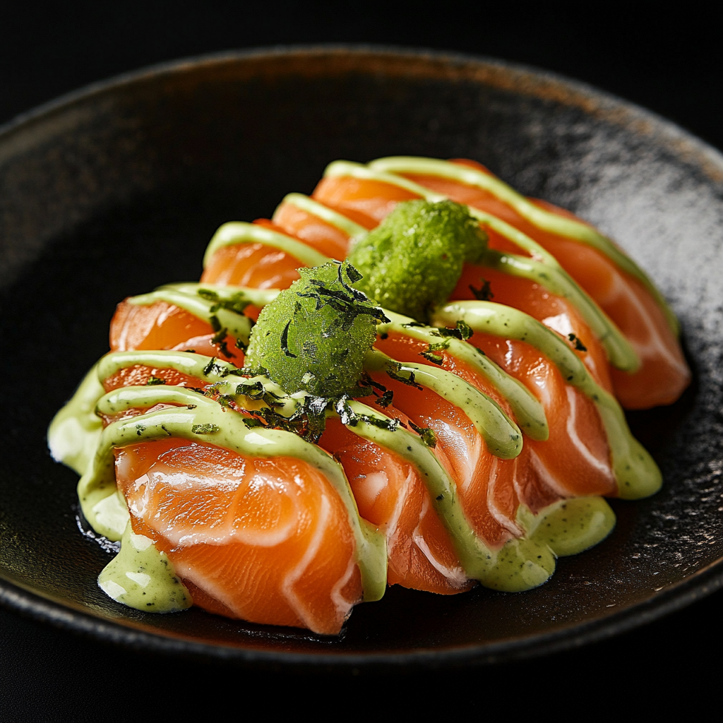 Salmon Sashimi with Muscle Sauce Wasabi Mayo