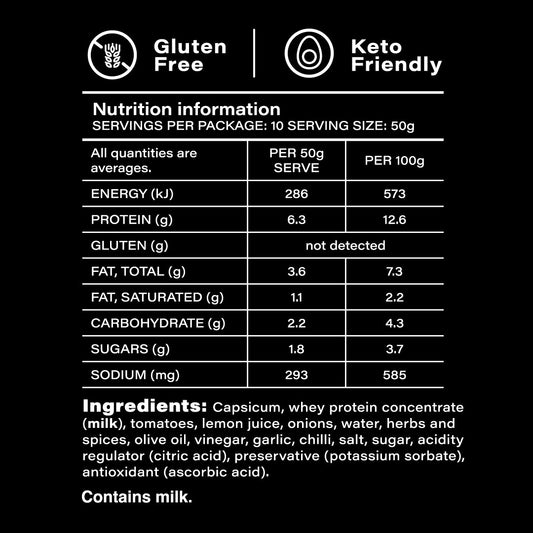 Muscle Sauce Peri Peri nutrition panel